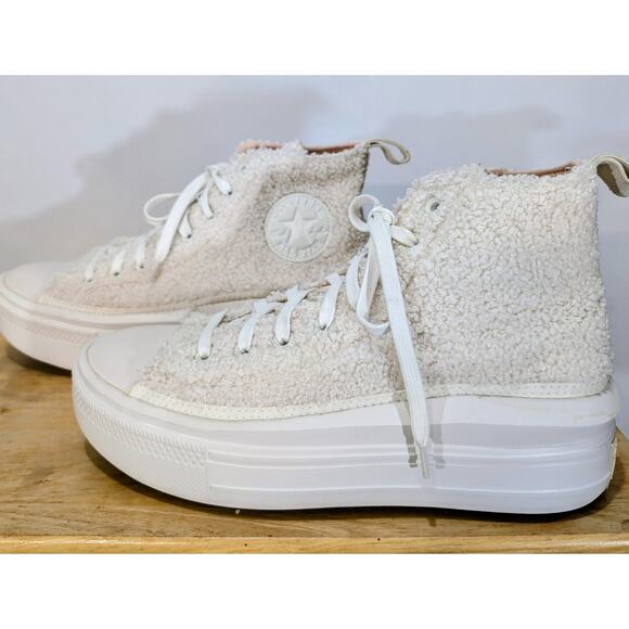 Converse Chuck Taylor Move Sherpa Platform High Top White Pink Women’s 10 - Picture 2 of 9